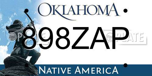 898ZAP Oklahoma License Plate