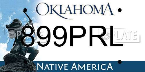 899PRL Oklahoma License Plate