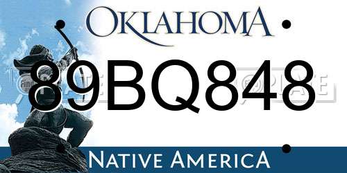 89BQ848 Oklahoma License Plate