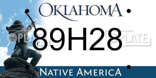 89H28 Oklahoma License Plate