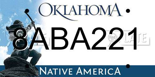 8ABA221 Oklahoma License Plate