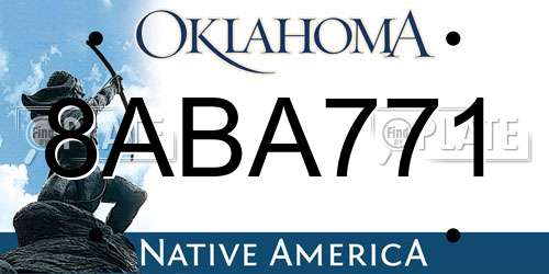 8ABA771 Oklahoma License Plate