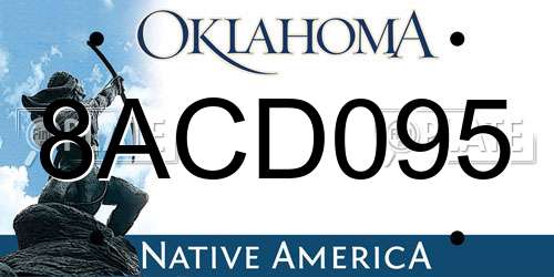 8ACD095 Oklahoma License Plate