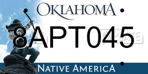 8APT045 Oklahoma License Plate