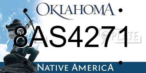 8AS4271 Oklahoma License Plate