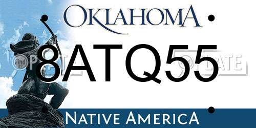 8ATQ55 Oklahoma License Plate