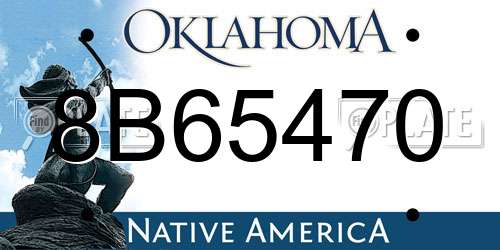 8B65470 Oklahoma License Plate