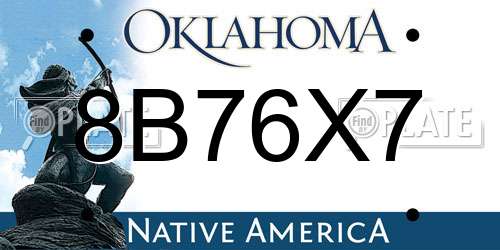 8B76X7 Oklahoma License Plate