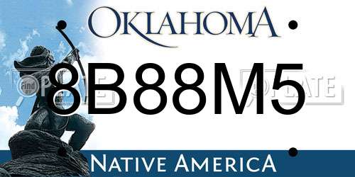 8B88M5 Oklahoma License Plate