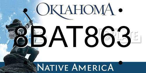 8BAT863 Oklahoma License Plate