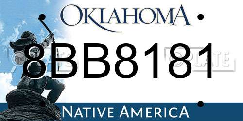 8BB8181 Oklahoma License Plate
