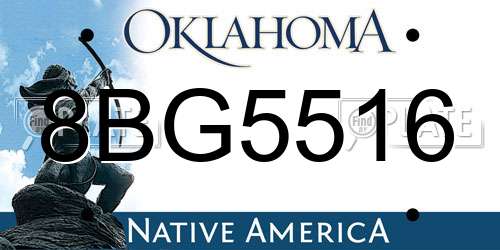 8BG5516 Oklahoma License Plate