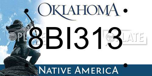 8BI313 Oklahoma License Plate