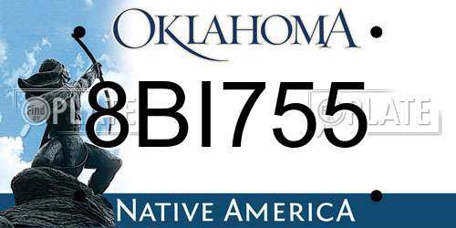 8BI755 Oklahoma License Plate