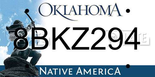 8BKZ294 Oklahoma License Plate