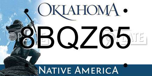 8BQZ65 Oklahoma License Plate
