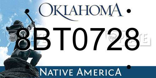 8BT0728 Oklahoma License Plate