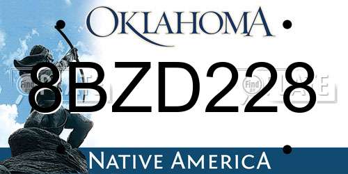 8BZD228 Oklahoma License Plate