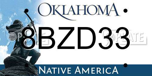 8BZD33 Oklahoma License Plate