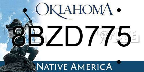 8BZD775 Oklahoma License Plate