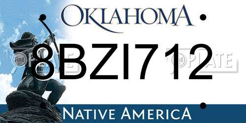 8BZI712 Oklahoma License Plate