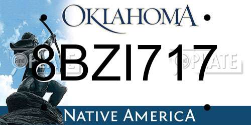 8BZI717 Oklahoma License Plate