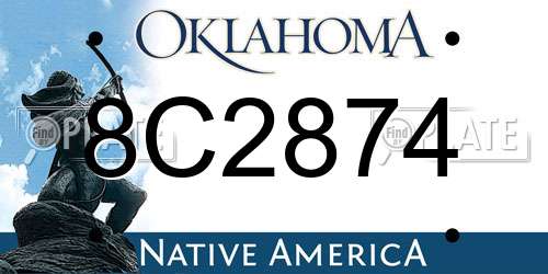 8C2874 Oklahoma License Plate