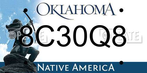 8C30Q8 Oklahoma License Plate