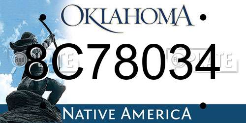 8C78034 Oklahoma License Plate
