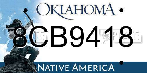 8CB9418 Oklahoma License Plate