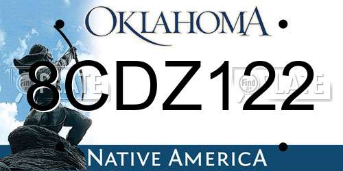 8CDZ122 Oklahoma License Plate