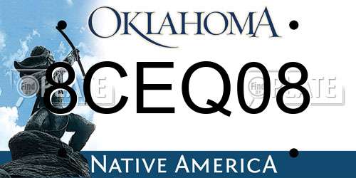 8CEQ08 Oklahoma License Plate