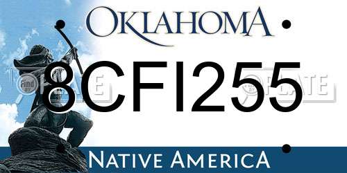8CFI255 Oklahoma License Plate