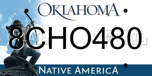 8CHO480 Oklahoma License Plate