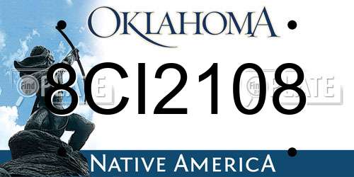 8CI2108 Oklahoma License Plate