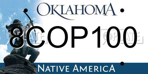 8COP100 Oklahoma License Plate