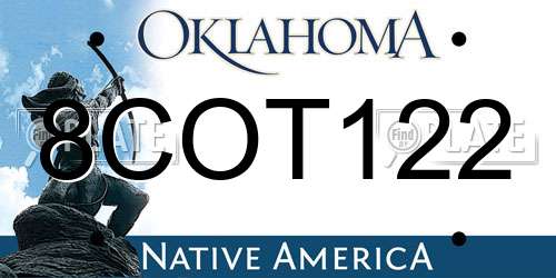 8COT122 Oklahoma License Plate