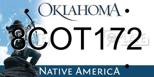 8COT172 Oklahoma License Plate