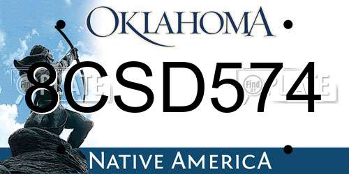 8CSD574 Oklahoma License Plate
