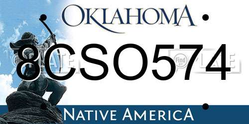 8CSO574 Oklahoma License Plate