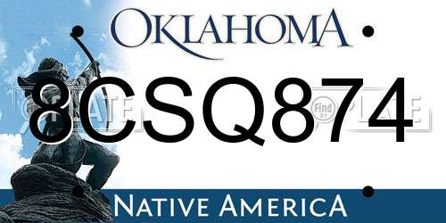 8CSQ874 Oklahoma License Plate