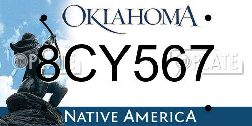 8CY567 Oklahoma License Plate
