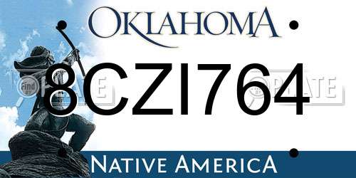8CZI764 Oklahoma License Plate