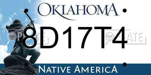 8D17T4 Oklahoma License Plate
