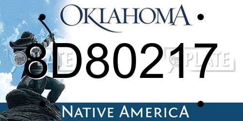 8D80217 Oklahoma License Plate