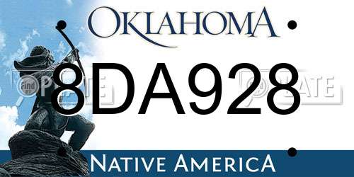 8DA928 Oklahoma License Plate