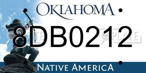 8DB0212 Oklahoma License Plate