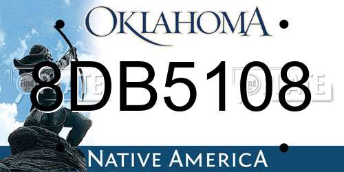 8DB5108 Oklahoma License Plate