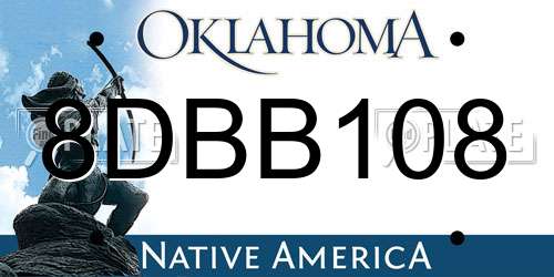 8DBB108 Oklahoma License Plate