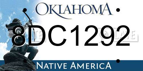8DC1292 Oklahoma License Plate